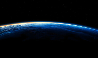 A stunning view of Earth's horizon from space, showcasing the curvature of the planet and the ethereal beauty of the atmosphere. Perfect for space, astronomy, and nature themes.