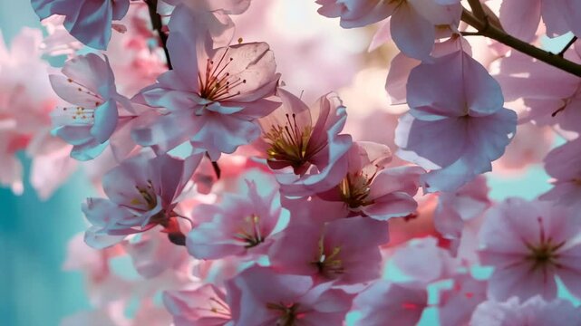 Cherry blossoms bloom in springtime garden, showcasing nature&rsquo;s vibrant colors and delicate beauty