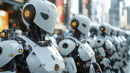 Fototapeta premium A smart AI-powered city where robots handle infrastructure maintenance and emergency response.