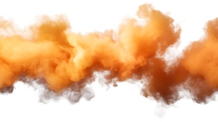 Orange-brown smoke plume against white background