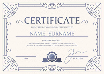 Name certificate document old-fashioned style