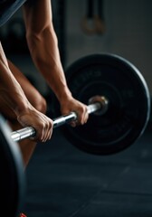 Close-up of a person lifting a barbell, showcasing strength and determination