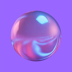 A gleaming realistic glass sphere. An abstract three-dimensional luminous orb with reflections. A geometric abstract form.