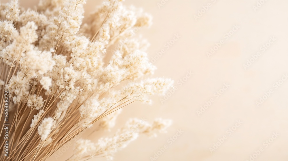 Poster elegant dried flower bouquet arranged artistically on a soft beige background creating a minimalist 