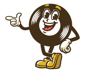 Cartoon character Vinyl record with an idea