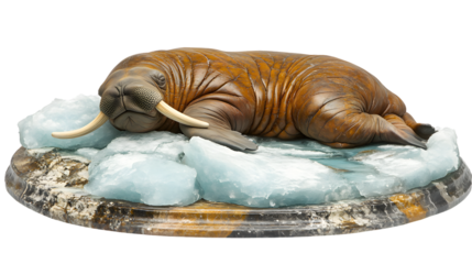 Walrus resting on ice floe arctic animal wildlife nature photography sculpture marine mamma