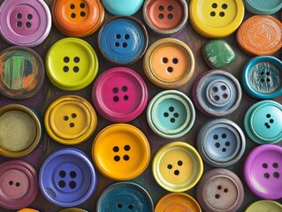 Fototapeta premium Colorful buttons close up arranged in pattern