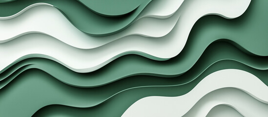 Obraz premium Waves of green and white layers create a mesmerizing abstract design in contemporary art
