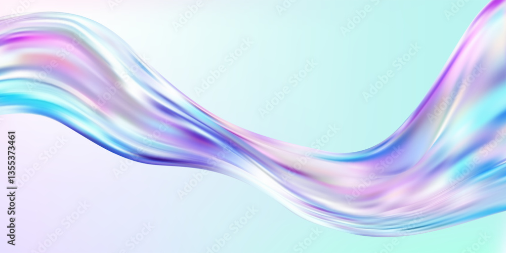 Poster abstract holographic wave.flow iridescent fluid.dynamic spectrum ribbon.