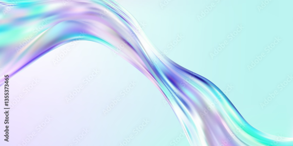 Poster abstract holographic wave.flow iridescent fluid.dynamic spectrum ribbon.