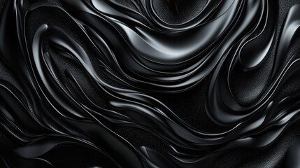 Fototapeta premium Abstract black fluid waves creating a dynamic visual texture