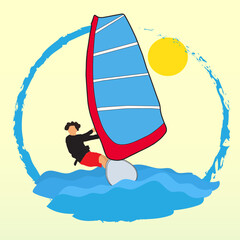 windsurfer water sports activity on ocean waves