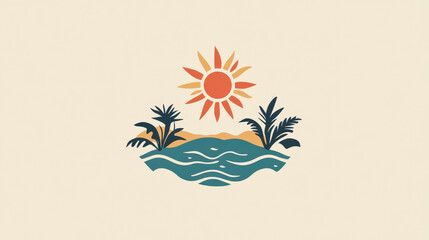 Obraz premium Hello Summer typographic logo sign on withe background. Sea plants, sun, beach sea and travel vector illustration. Holliday i love summer logo icons sun and fun rest