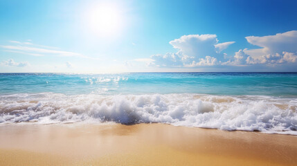 Fototapeta premium Summer time beach sea shore realistic accessory vector illustration sunshine travel