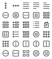 Outline icons set for Menu, list,