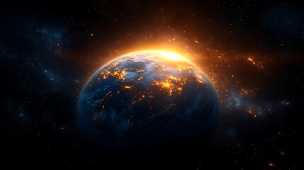 Fototapeta premium Vivid space clouds swirling stars dramatic galactic explosion cosmic formation Illustration