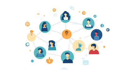Global Social Media Communication Network Connecting Diverse People in Online Community Vector Illustration