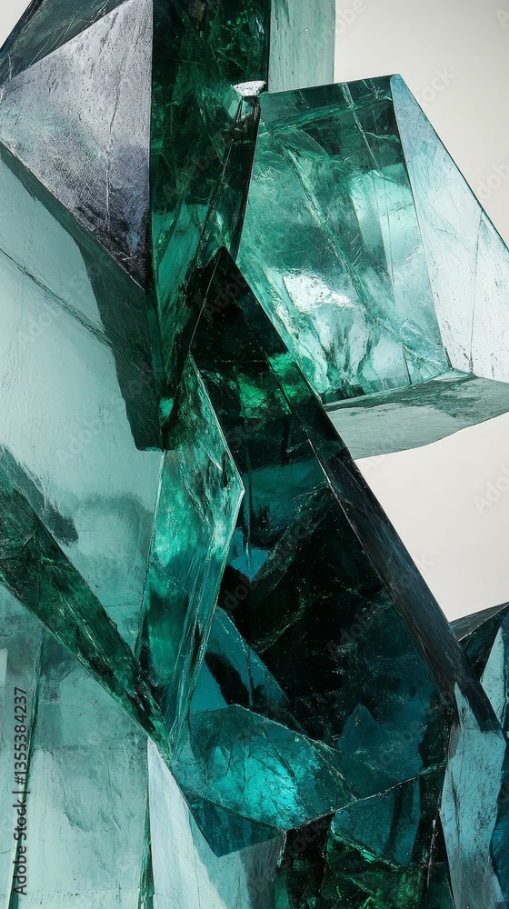 Aufkleber angular teal crystals stacked abstract geometric form