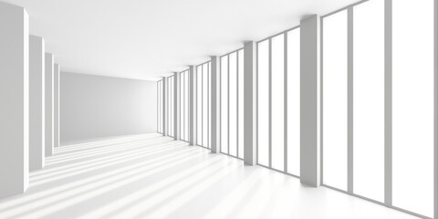 Obraz premium Modern minimalist interior with large windows and natural light. 3d render.