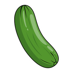 Simple Flat Style Cucumber Icon – Vector Illustration Isolated on White Background