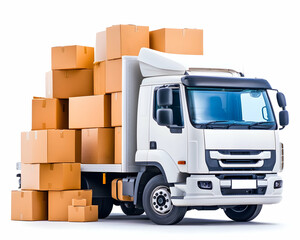 Cardboard boxes delivery truck transport