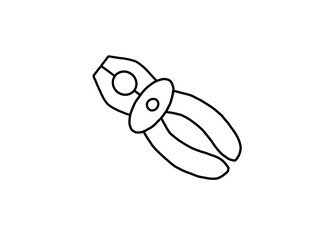 The image shows a simple, black-and-white line drawing of a pair of pliers.
