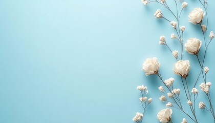 Pastel Flowers on Light Blue.