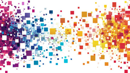 Fototapeta premium Abstract poster concept vector illustration. Minimalistic and color brochure design, creative solutions, modern background. Geometric element. Colorful squares. Frame with text.