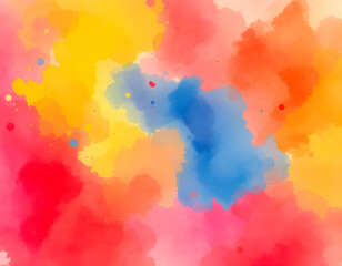 Naklejka premium Abstract Watercolor Painting with Vibrant Red, Yellow, and Blue Splashes