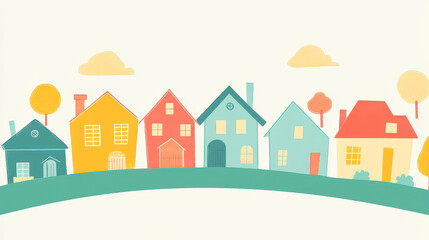 Cute colorful flat style house village symbol real estate cottage and home design residential colorful building construction vector illustration.