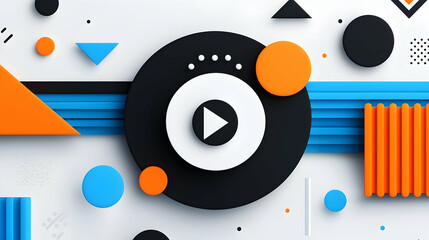 Obraz premium Abstract Play Button with Geometric Shapes and 3D Design