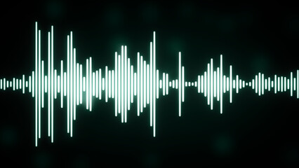 Sound wave rhythm background, technology concept, Sound waves Music equalizer on dark green screen. Waveform pattern for music player, podcast, voice message, line minimalist voice soundtrack.