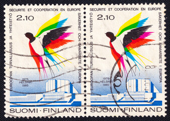 Set of two stamps from Finland, issued 1975, commemorating the Conference on Security and...