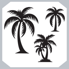 Fototapeta premium Professional Palm Trees Silhouette and Coconut Tree Vector Logos Black Simple Designs