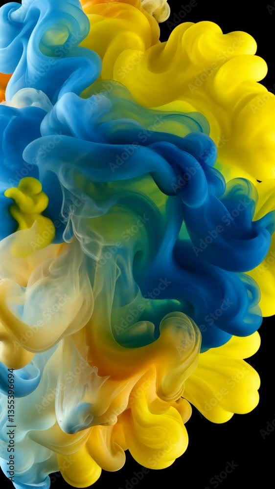 Poster colorful swirls of blue and yellow create an abstract pattern in a vibrant display of fluid art