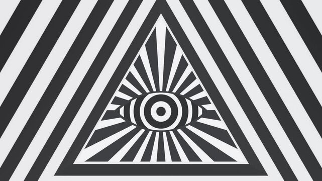 Black and white hypnotic eye of providence optical illusion