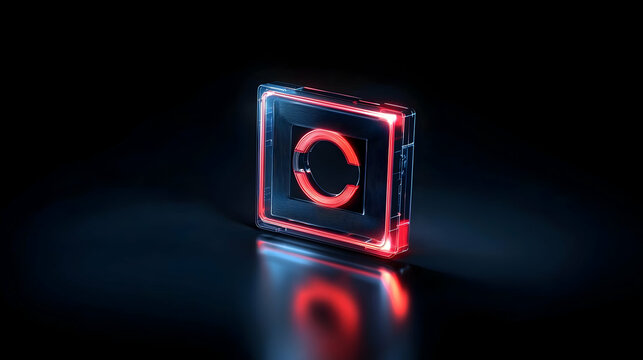 Abstract Digital Loading Symbol with Red and Blue Neon Glow - Powered by Adobe