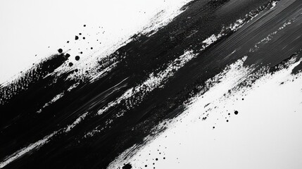 Black paint stroke on white background with splatters (1)