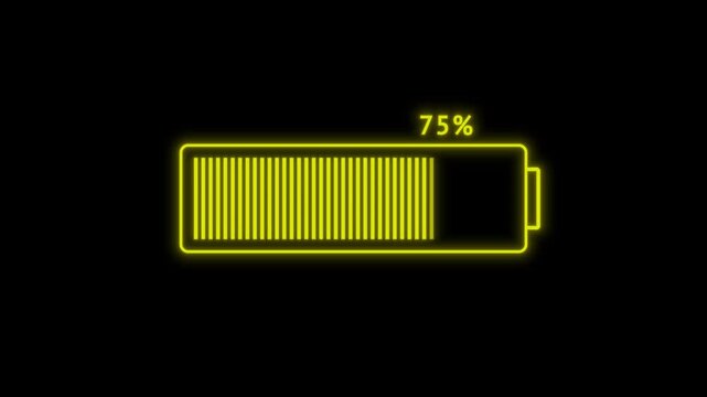 Battery charging from low to full with color transition from red to green