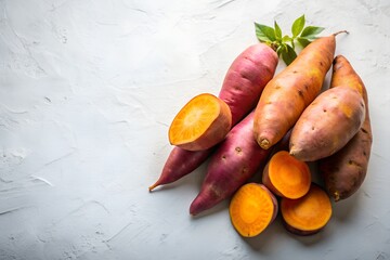 Yams on White Background