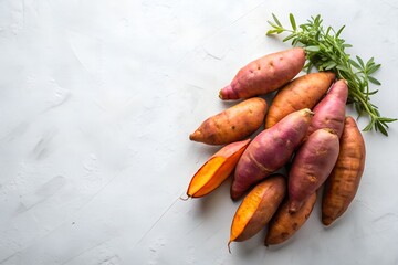 Yams on White Background