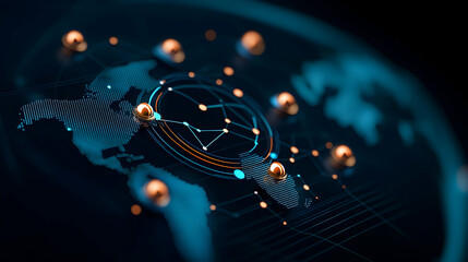 Abstract Futuristic Global Network Visualization