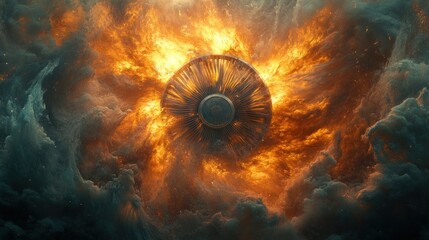 Airplane turbine explodes mid-air in fiery, smoky sky during disaster