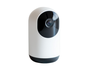 Smart home security camera with sleek white design ensuring safety and convenience for modern living spaces