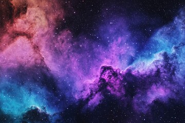 Fototapeta premium Nebula clouds in shades of purple, blue, and pink against a black sky