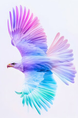 Obraz premium Colorful eagle in flight, against white background, for design