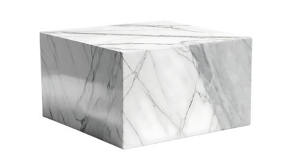White Marble Cube with Veins for Interior Design and Architecture Showcase