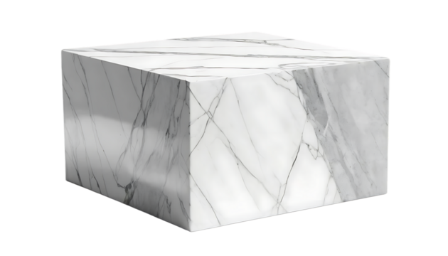 White Marble Cube with Veins for Interior Design and Architecture Showcase