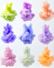 Colorful Smoke Clouds Against White