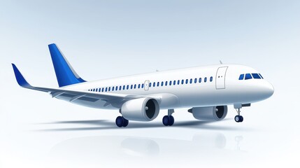 Fototapeta premium Modern Passenger Jet Airplane on Light Background.